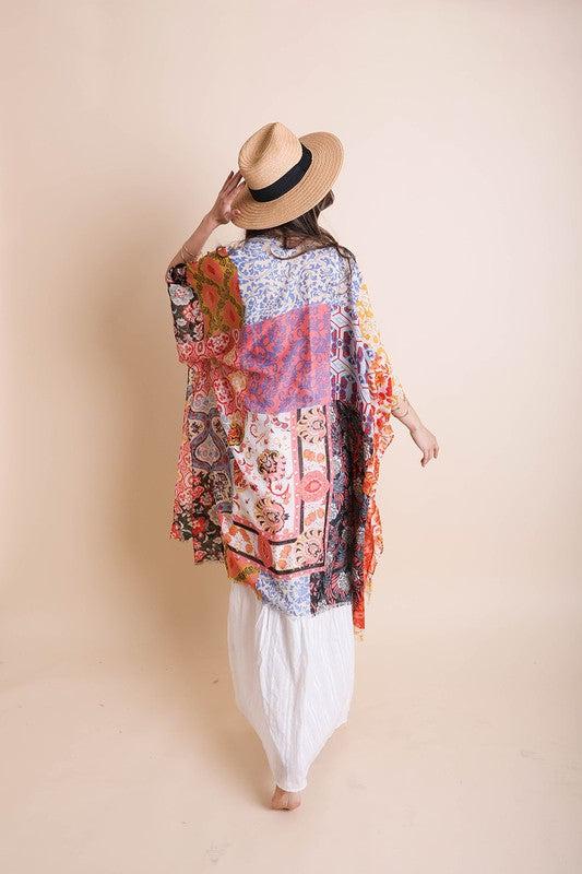 Boho Floral Patchwork Kimono-Contemporary, Festival, Kimonos, Spring, Summer-[option4]-[option5]-[option6]-Womens-USA-Clothing-Boutique-Shop-Online-Clothes Minded