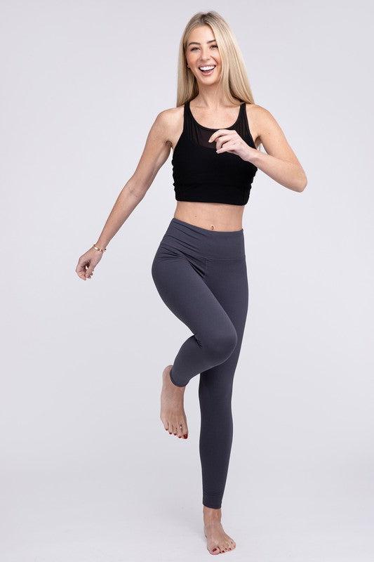 Butter Soft Basic Full Length Leggings-Contemporary, FashionGo Dropshipping, Full, High Waisted, Leggings, Solid-Charcoal-S-[option4]-[option5]-[option6]-Womens-USA-Clothing-Boutique-Shop-Online-Clothes Minded