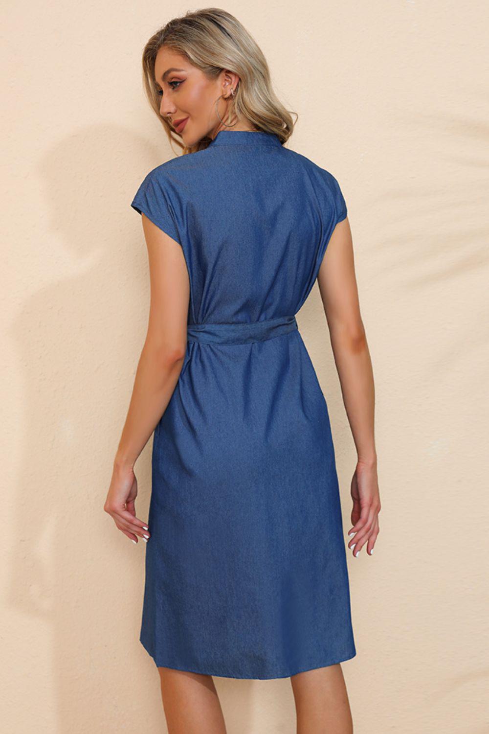 Button Down Belted Denim Dress-Dresses-Shipping Delay 09/29/2023 - 10/01/2023-Royal Blue-S-[option4]-[option5]-[option6]-Womens-USA-Clothing-Boutique-Shop-Online-Clothes Minded