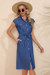 Button Down Belted Denim Dress-Dresses-Shipping Delay 09/29/2023 - 10/01/2023-[option4]-[option5]-[option6]-Womens-USA-Clothing-Boutique-Shop-Online-Clothes Minded