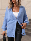 Button Down Horizontal-Ribbing Longline Cardigan-Cardigans-Black Cardigan, Black Cardigan Sweater, Bright Cardigan, Cardigan, Cardigan Sweater, Cardigans, Double Take, Ship From Overseas-Sky Blue-S-[option4]-[option5]-[option6]-Womens-USA-Clothing-Boutique-Shop-Online-Clothes Minded