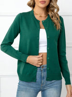 Button Down Round Neck Cardigan-Cardigans-Putica, Ship From Overseas, Shipping Delay 09/29/2023 - 10/04/2023-Green-S-[option4]-[option5]-[option6]-Womens-USA-Clothing-Boutique-Shop-Online-Clothes Minded