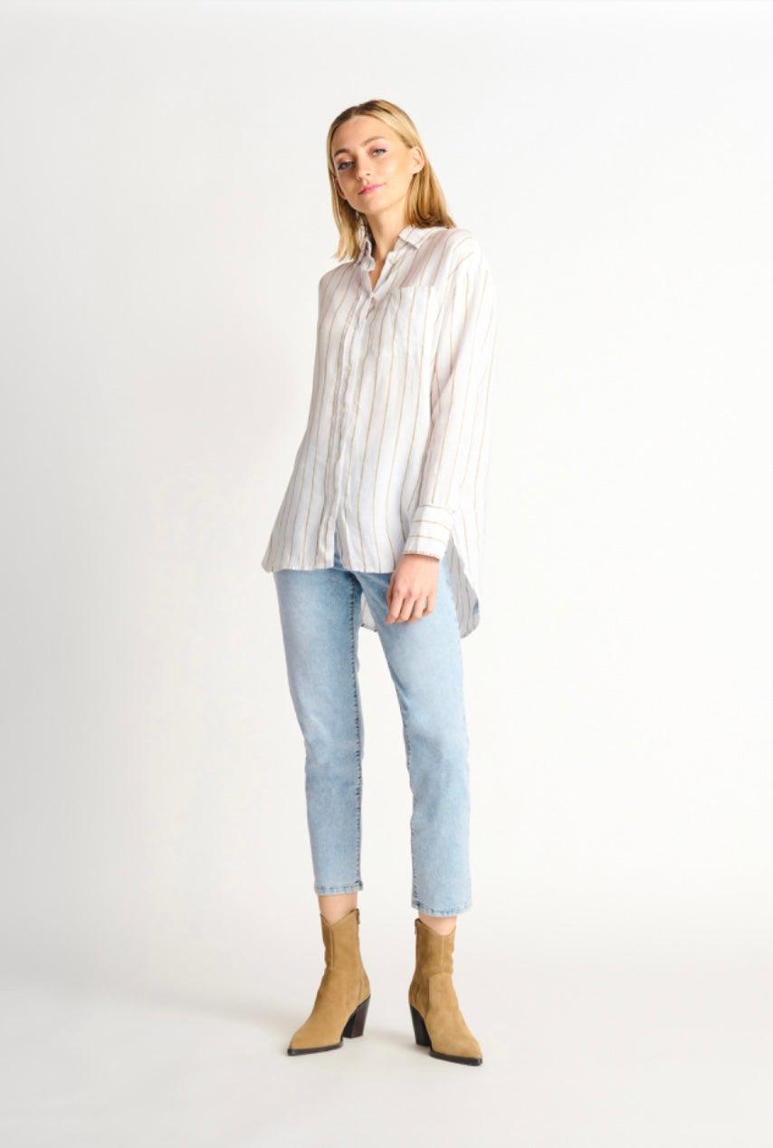 Button Front Oversized Linen Blend Striped Shirt-110 Long Sleeve Tops-Max Retail, sale, Sale Top, Striped Button Up, Striped Button Up Blouse, Striped Oversized Top-[option4]-[option5]-[option6]-Womens-USA-Clothing-Boutique-Shop-Online-Clothes Minded