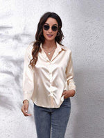 Button Up Collared Neck Long Sleeve Shirt-B&S, Ship From Overseas-Ivory-S-[option4]-[option5]-[option6]-Womens-USA-Clothing-Boutique-Shop-Online-Clothes Minded