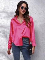Button Up Collared Neck Long Sleeve Shirt-B&S, Ship From Overseas-Strawberry-S-[option4]-[option5]-[option6]-Womens-USA-Clothing-Boutique-Shop-Online-Clothes Minded