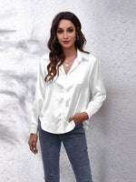 Button Up Collared Neck Long Sleeve Shirt-B&S, Ship From Overseas-White-S-[option4]-[option5]-[option6]-Womens-USA-Clothing-Boutique-Shop-Online-Clothes Minded