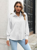Button Up Collared Neck Long Sleeve Shirt-B&S, Ship From Overseas-White-S-[option4]-[option5]-[option6]-Womens-USA-Clothing-Boutique-Shop-Online-Clothes Minded