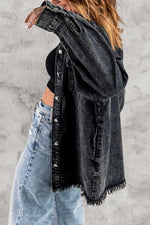 Button Up Pocketed Raw Hem Denim Jacket-Ship From Overseas, SYNZ-[option4]-[option5]-[option6]-Womens-USA-Clothing-Boutique-Shop-Online-Clothes Minded