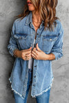 Button Up Pocketed Raw Hem Denim Jacket-Ship From Overseas, SYNZ-French Blue-S-[option4]-[option5]-[option6]-Womens-USA-Clothing-Boutique-Shop-Online-Clothes Minded