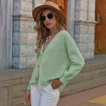 Button Up V-Neck Long Sleeve Cardigan-Romantichut, Ship From Overseas, Shipping delay February 2 - February 17-Light Green-S-[option4]-[option5]-[option6]-Womens-USA-Clothing-Boutique-Shop-Online-Clothes Minded