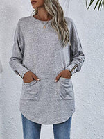 Buttoned Round Neck Long Sleeve T-Shirt-N.X.Y, Ship From Overseas-[option4]-[option5]-[option6]-Womens-USA-Clothing-Boutique-Shop-Online-Clothes Minded