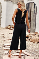 Buttoned Round Neck Tank and Wide Leg Pants Set-Set-DY, Matching Set, Ship From Overseas, Travel Set-[option4]-[option5]-[option6]-Womens-USA-Clothing-Boutique-Shop-Online-Clothes Minded