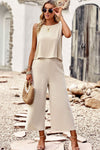 Buttoned Round Neck Tank and Wide Leg Pants Set-Set-DY, Matching Set, Ship From Overseas, Travel Set-[option4]-[option5]-[option6]-Womens-USA-Clothing-Boutique-Shop-Online-Clothes Minded