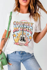 COUNTRY MUSIC NASHVILLE Graphic Tee Shirt-Shirts & Tops--[option4]-[option5]-[option6]-Womens-USA-Clothing-Boutique-Shop-Online-Clothes Minded