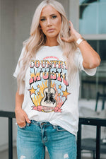 COUNTRY MUSIC NASHVILLE Graphic Tee Shirt-Shirts & Tops-White-S-[option4]-[option5]-[option6]-Womens-USA-Clothing-Boutique-Shop-Online-Clothes Minded