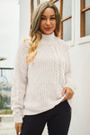 Cable-Knit Turtle Neck Long Sleeve Sweater-Sweater-Ship From Overseas, Y.S.J.Y-Beige-S-[option4]-[option5]-[option6]-Womens-USA-Clothing-Boutique-Shop-Online-Clothes Minded