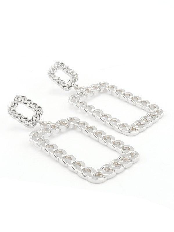Chain Dangle Earrings-180 Jewelry-Chain Dangle Earrings, Chain Dangles, Gold Chain Earrings, Max Retail, Rectangular Drop Chain Earrings, Silver Chain Earrings-[option4]-[option5]-[option6]-Womens-USA-Clothing-Boutique-Shop-Online-Clothes Minded