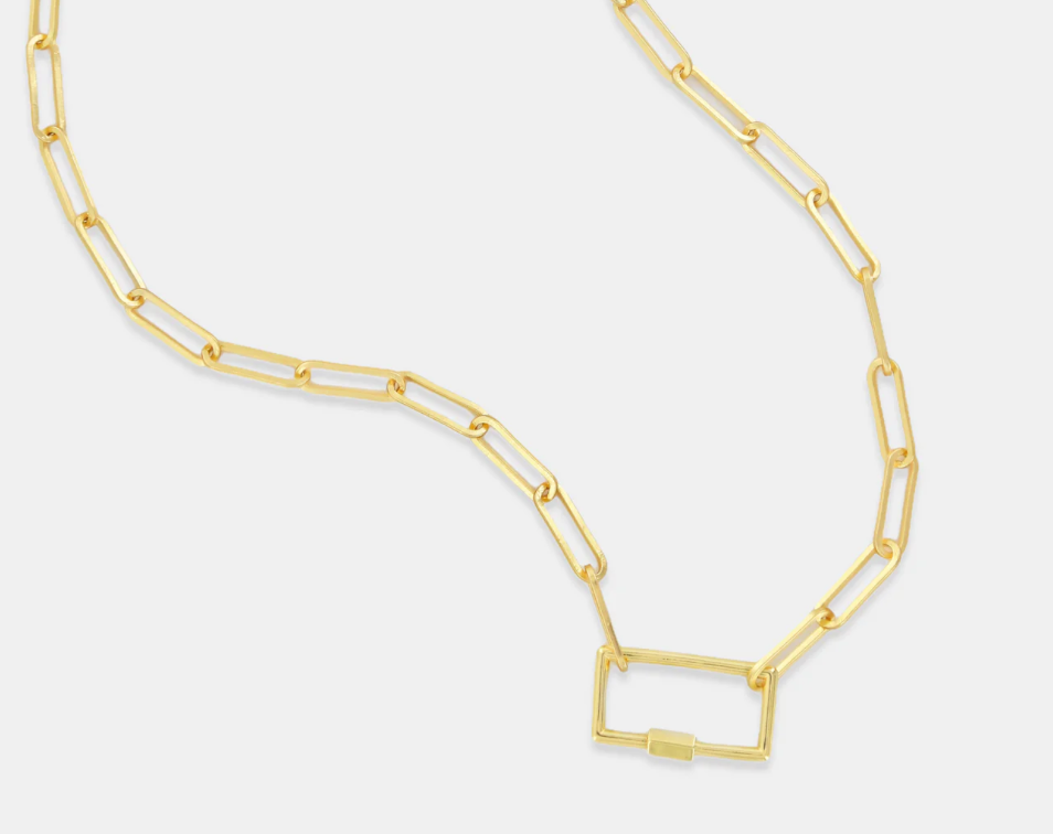Gold Chain Link Carabiner Necklace