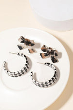 Checked Resin Hoops-180 Jewelry-Black and White Checked Hoops, Checked Hoops, Checked Resin Hoops, Green and White Checked Hoops, Max Retail-[option4]-[option5]-[option6]-Womens-USA-Clothing-Boutique-Shop-Online-Clothes Minded
