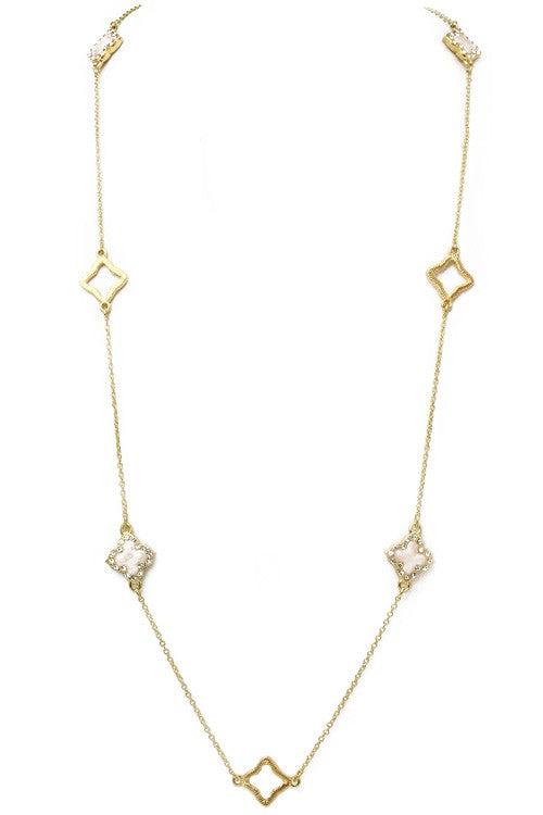 Clover Long Necklace-180 Jewelry-Clover Long Necklace, Clover Necklace, Gold Clover Necklace, Max Retail, Necklace-[option4]-[option5]-[option6]-Womens-USA-Clothing-Boutique-Shop-Online-Clothes Minded