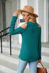 Cold Shoulder Long Sleeve Blouse-Tops-Ship From Overseas, Shipping Delay 09/29/2023 - 10/02/2023, X&D-[option4]-[option5]-[option6]-Womens-USA-Clothing-Boutique-Shop-Online-Clothes Minded