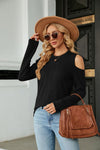 Cold Shoulder Long Sleeve Blouse-Tops-Ship From Overseas, Shipping Delay 09/29/2023 - 10/02/2023, X&D-[option4]-[option5]-[option6]-Womens-USA-Clothing-Boutique-Shop-Online-Clothes Minded