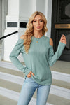 Cold Shoulder Long Sleeve Blouse-Tops-Ship From Overseas, Shipping Delay 09/29/2023 - 10/02/2023, X&D-Sage-S-[option4]-[option5]-[option6]-Womens-USA-Clothing-Boutique-Shop-Online-Clothes Minded