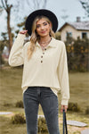 Collared Neck Long Sleeve Blouse-Tops-Black Top, Boutique Top, Long Sleeve Black Top, Long Sleeve Top, Ship From Overseas, Shipping Delay 09/29/2023 - 10/02/2023, Top, Tops, X&D-Ivory-S-[option4]-[option5]-[option6]-Womens-USA-Clothing-Boutique-Shop-Online-Clothes Minded