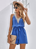 Contrast Belted Sleeveless Romper with Pockets-Romper--[option4]-[option5]-[option6]-Womens-USA-Clothing-Boutique-Shop-Online-Clothes Minded