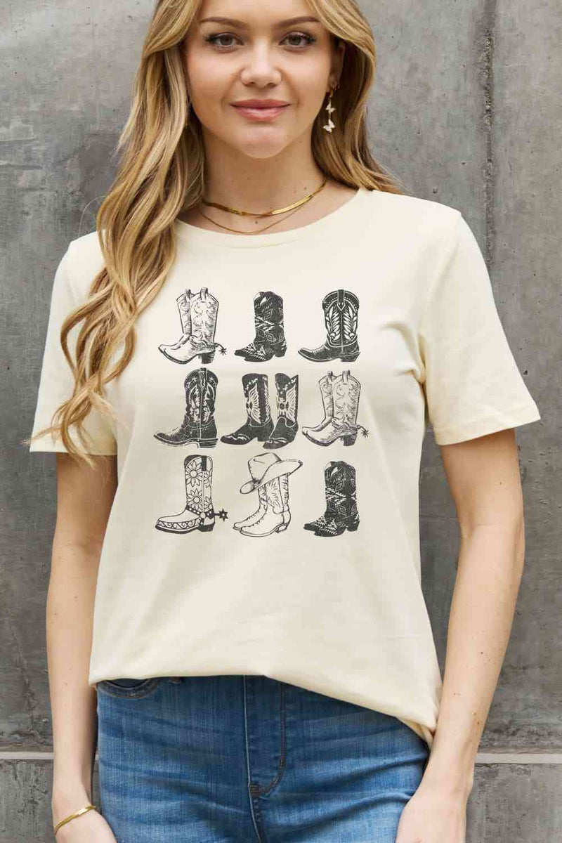 Cowboy Boots Graphic Cotton Tee-Ship From Overseas, Simply Love-[option4]-[option5]-[option6]-Womens-USA-Clothing-Boutique-Shop-Online-Clothes Minded