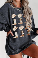 Cowboy Hat & Boot Graphic Sweatshirt-Sweatshirts-Novelty Sweatshirt, Ship From Overseas, Sweatshirt, SYNZ-[option4]-[option5]-[option6]-Womens-USA-Clothing-Boutique-Shop-Online-Clothes Minded