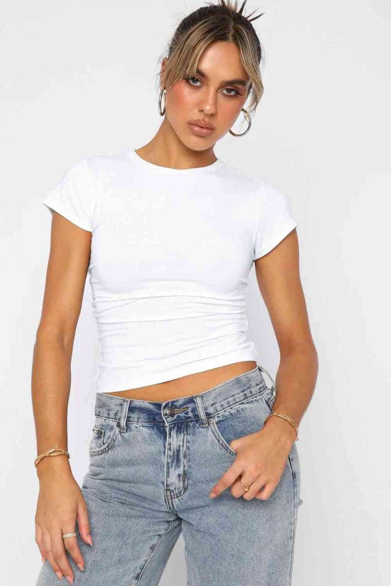 Crewneck Short Sleeve Tee-MDML, Ship From Overseas-White-S-[option4]-[option5]-[option6]-Womens-USA-Clothing-Boutique-Shop-Online-Clothes Minded