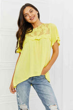 Culture Code Ready To Go Full Size Lace Embroidered Top in Yellow Mousse-Culture Code, Ship from USA-Butter Yellow-S-[option4]-[option5]-[option6]-Womens-USA-Clothing-Boutique-Shop-Online-Clothes Minded