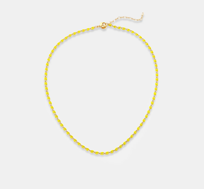 Dainty Enamel Chain Choker-180 Jewelry-Colorful Necklace, Enamel Necklace, Max Retail, necklace-Yellow-[option4]-[option5]-[option6]-Womens-USA-Clothing-Boutique-Shop-Online-Clothes Minded