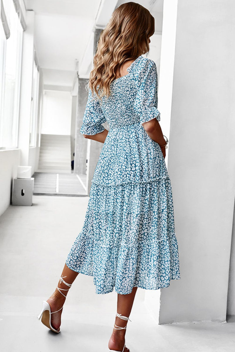 Ditsy Floral Off-Shoulder Smocked Midi Dress-Dresses--[option4]-[option5]-[option6]-Womens-USA-Clothing-Boutique-Shop-Online-Clothes Minded