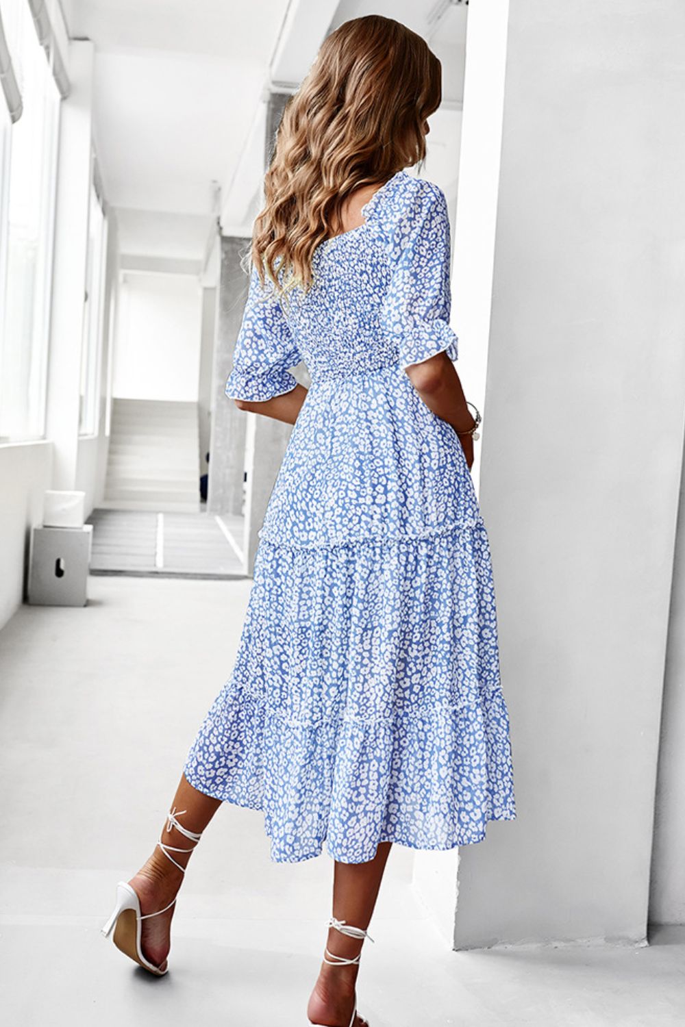 Ditsy Floral Off-Shoulder Smocked Midi Dress-Dresses-Cobalt Blue-S-[option4]-[option5]-[option6]-Womens-USA-Clothing-Boutique-Shop-Online-Clothes Minded