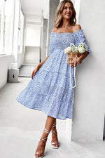 Ditsy Floral Off-Shoulder Smocked Midi Dress-Dresses-Cobalt Blue-S-[option4]-[option5]-[option6]-Womens-USA-Clothing-Boutique-Shop-Online-Clothes Minded