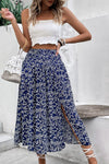 Ditsy Floral Slit High Waist Skirt-Skirt-Floral Skirt, Hundredth, Patterned Skirt, Ship From Overseas, Skirt-[option4]-[option5]-[option6]-Womens-USA-Clothing-Boutique-Shop-Online-Clothes Minded