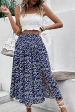 Ditsy Floral Slit High Waist Skirt-Skirt-Floral Skirt, Hundredth, Patterned Skirt, Ship From Overseas, Skirt-[option4]-[option5]-[option6]-Womens-USA-Clothing-Boutique-Shop-Online-Clothes Minded