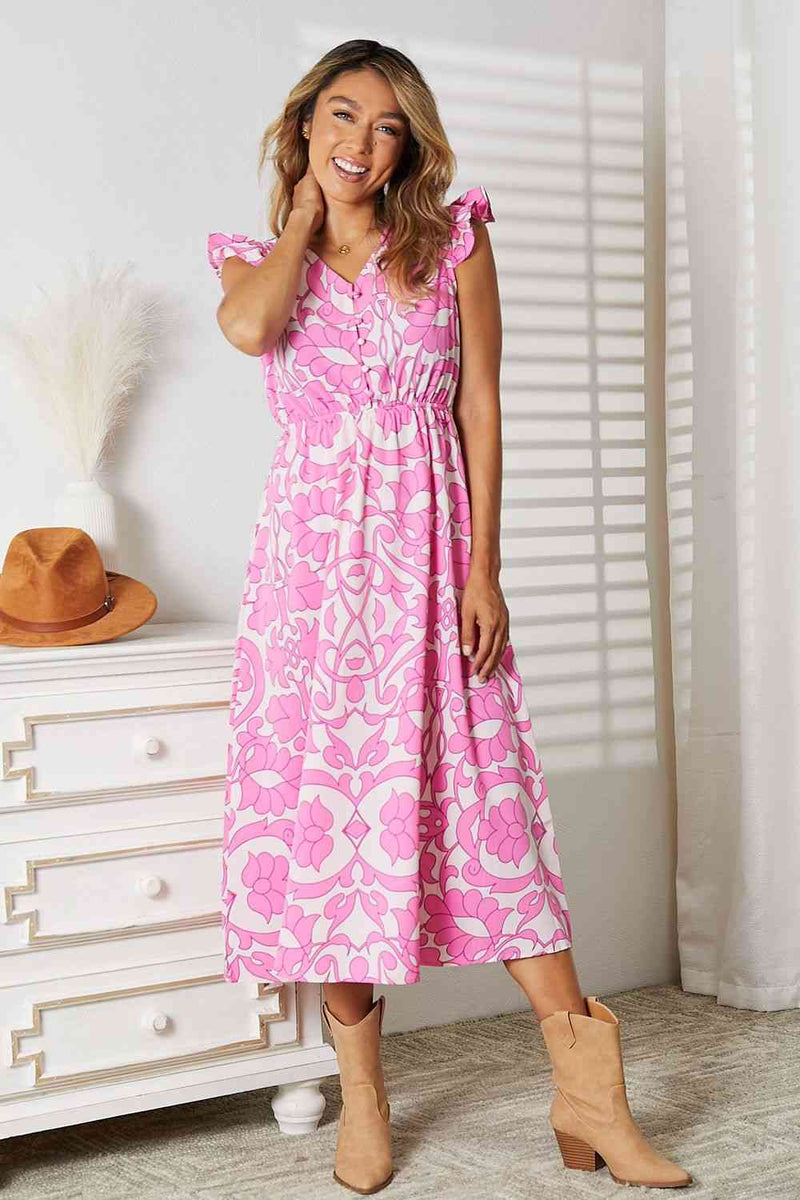 Double Take Floral V-Neck Cap Sleeve Dress-Double Take, Ship from USA-[option4]-[option5]-[option6]-Womens-USA-Clothing-Boutique-Shop-Online-Clothes Minded