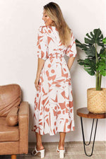 Double Take Printed Surplice Balloon Sleeve Dress-Double Take, Ship from USA-[option4]-[option5]-[option6]-Womens-USA-Clothing-Boutique-Shop-Online-Clothes Minded