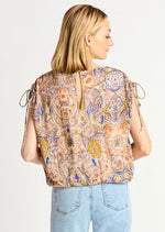 Drawstring Shoulder Paisley Patterned Top-100 Short Sleeve Tops-Drawstring Shoulder Paisley Patterned Top, Max Retail, Paisley Top, sale-[option4]-[option5]-[option6]-Womens-USA-Clothing-Boutique-Shop-Online-Clothes Minded