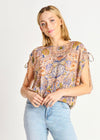 Drawstring Shoulder Paisley Patterned Top-100 Short Sleeve Tops-Drawstring Shoulder Paisley Patterned Top, Max Retail, Paisley Top, sale-[option4]-[option5]-[option6]-Womens-USA-Clothing-Boutique-Shop-Online-Clothes Minded