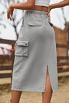 Drawstring Waist Slit Denim Skirt-Skirt-Manny, Ship From Overseas, Shipping Delay 10/01/2023 - 10/03/2023, Skirt-[option4]-[option5]-[option6]-Womens-USA-Clothing-Boutique-Shop-Online-Clothes Minded