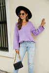 Drop Shoulder V-Neck Knit Pullover-Shirts & Tops-lime-Lavender-S-[option4]-[option5]-[option6]-Womens-USA-Clothing-Boutique-Shop-Online-Clothes Minded