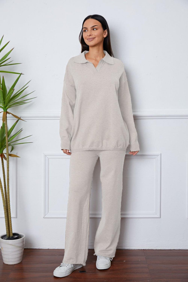 Dropped Shoulder Sweater and Long Pants Set-Set-Casual Sets, Comfy Set, Lounge Set, Matching Set, Ship From Overseas, Shipping Delay 09/29/2023 - 10/03/2023, X.L.J-Ivory-One Size-[option4]-[option5]-[option6]-Womens-USA-Clothing-Boutique-Shop-Online-Clothes Minded