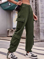 Elastic Waist Cargo Pants-Bottoms-Bottoms, Cargo Pants, M.F, Ship From Overseas-Army Green-S-[option4]-[option5]-[option6]-Womens-USA-Clothing-Boutique-Shop-Online-Clothes Minded