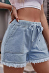 Elastic Waist Denim Shorts-170 Jeans-Denim Shorts, Elastic Waist Denim Shorts-[option4]-[option5]-[option6]-Womens-USA-Clothing-Boutique-Shop-Online-Clothes Minded