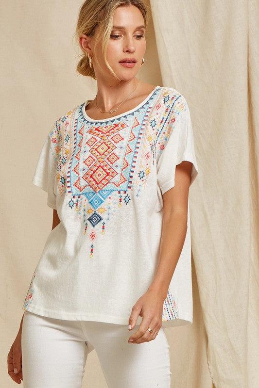 Embroidered Tunic-100 Short Sleeve Tops-Embroidered Tunic, Ivory Embroidered Tunic, Ivory Tunic, Max Retail, sale, Sale Top-Small-[option4]-[option5]-[option6]-Womens-USA-Clothing-Boutique-Shop-Online-Clothes Minded