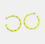 Enamel Bamboo Hoops-180 Jewelry-earrings, Hoops, Max Retail-Yellow-[option4]-[option5]-[option6]-Womens-USA-Clothing-Boutique-Shop-Online-Clothes Minded